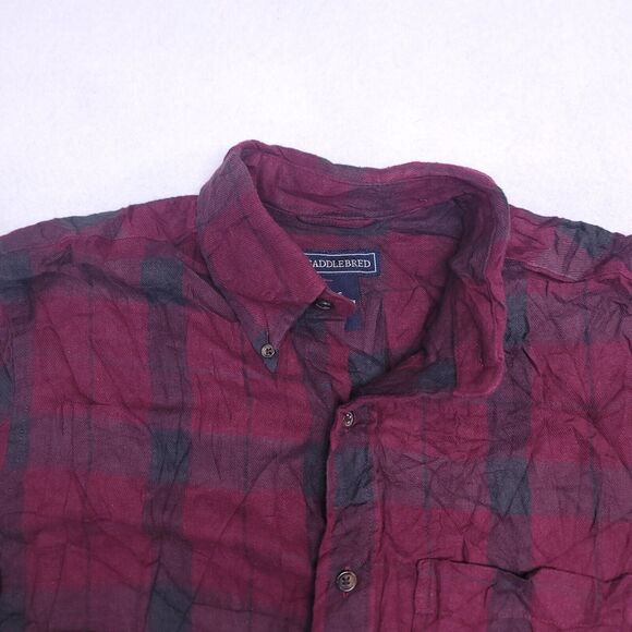 Saddlebred Tartan Flannel Long Sleeve Button Up Shirt Mens Size Small S Red - Picture 1 of 10